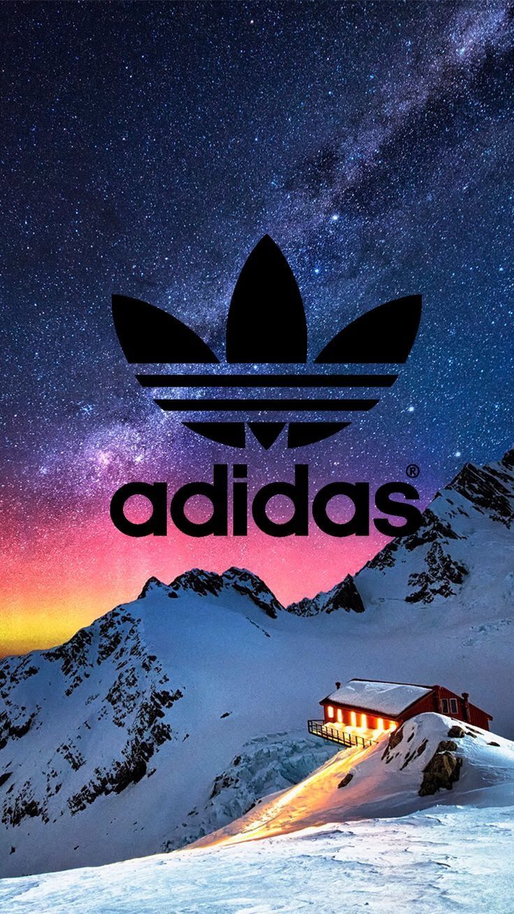 Adidas, Adidas Originals, Berghütte, Schneeberge, Sternenhimmel, Abendrot, HD, Handy-Hintergrundbild