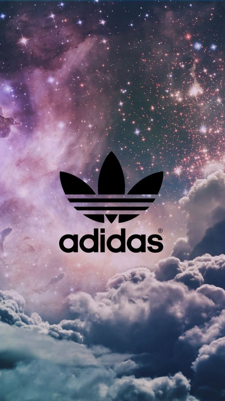 Adidas, Kleeblatt-Logo, Wolken, Sternenhimmel, Rosa-Grau, Android-Hintergrundbild