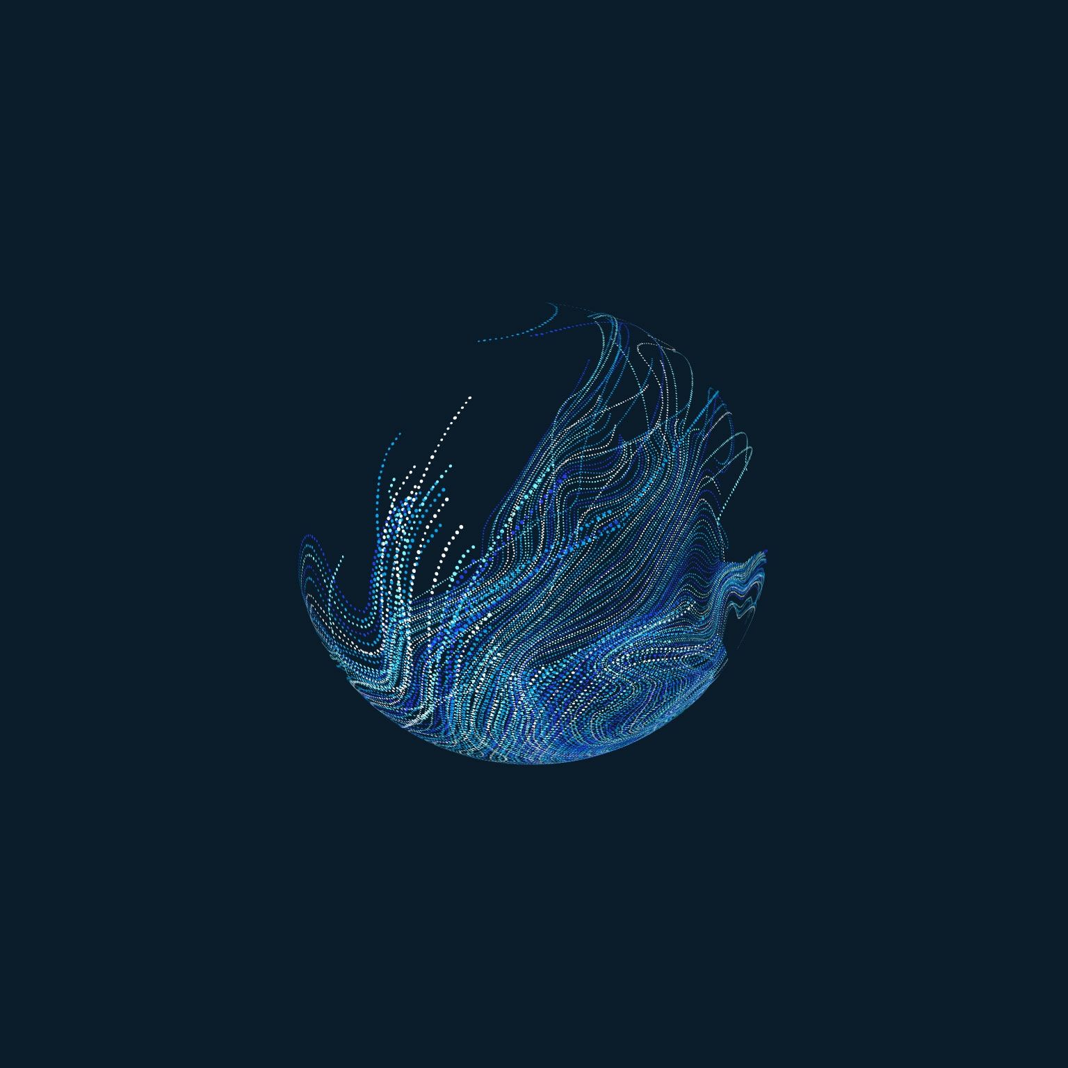 Virus, Leuchtende Fasern, Dunkelblau, Minimalismus, Hintergrundbild für iPad und Tablet