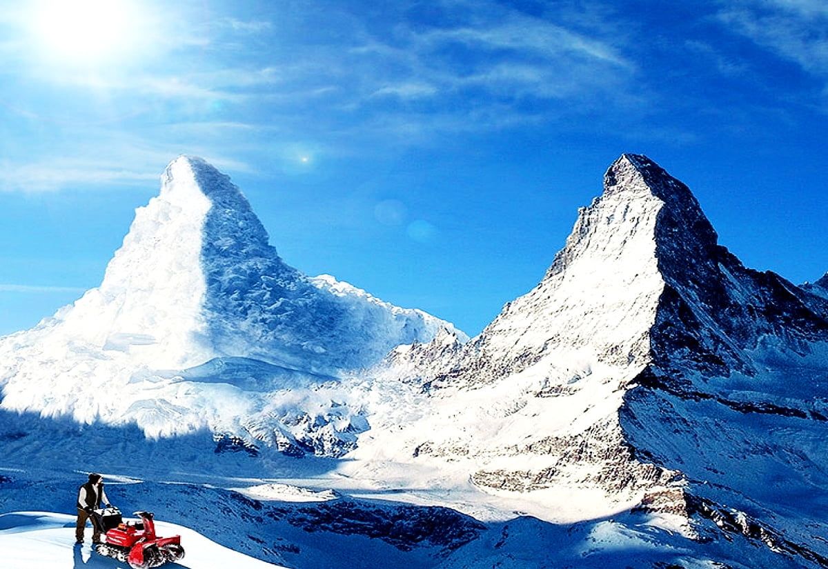 Matterhorn, Schnee, Winter, Wintersport, Blauer Himmel, Hintergrund