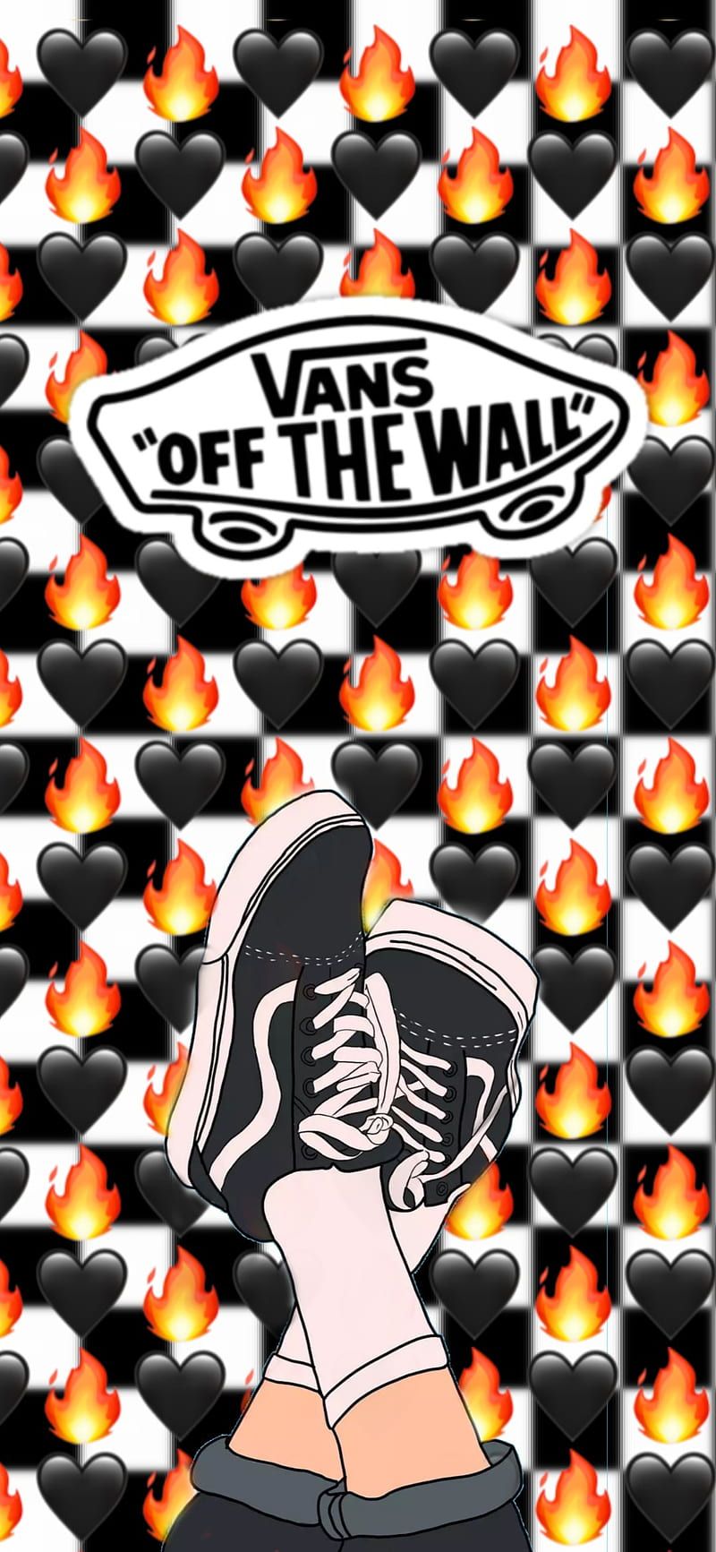 Vans, Off The Wall, Flammenmuster, Sneaker, Illustration, Android-Hintergrundbild