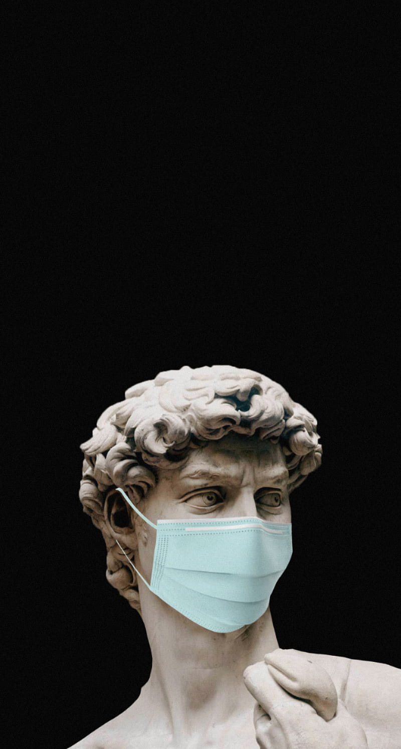 David (Michelangelo), Michelangelo, Statue, Mund-Nasen-Schutz, Schwarzer Hintergrund, Sperrbildschirm