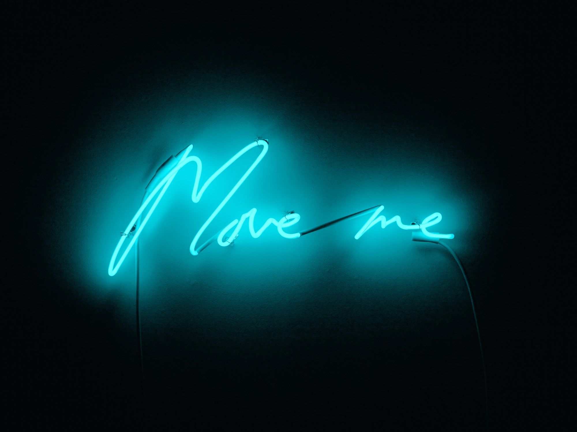 Move Me, Neonschriftzug, Türkis, Dunkel, Full HD, iPad-Hintergrundbild