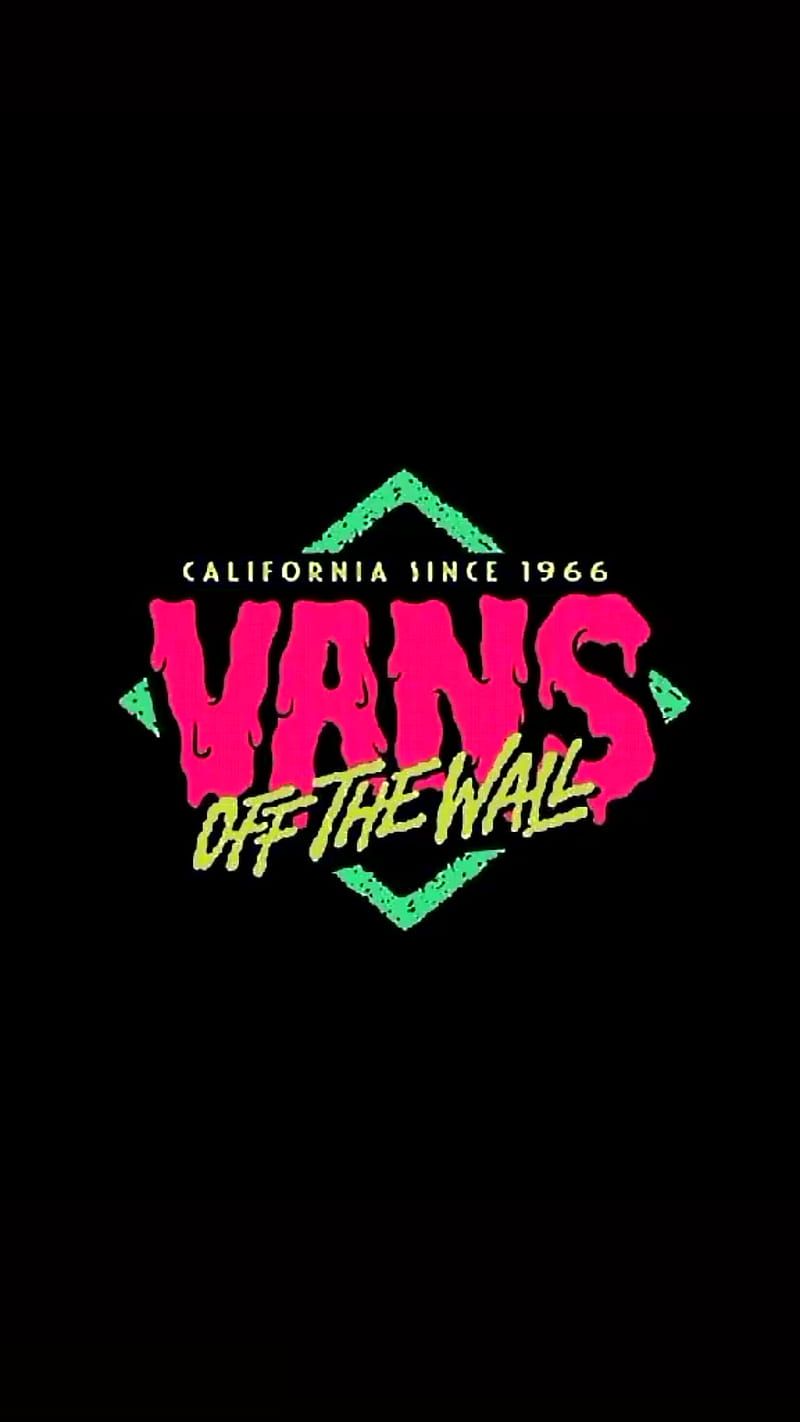Vans, Off The Wall, California, Neonfarben, Schwarzer Hintergrund, Sperrbildschirm fürs iPhone