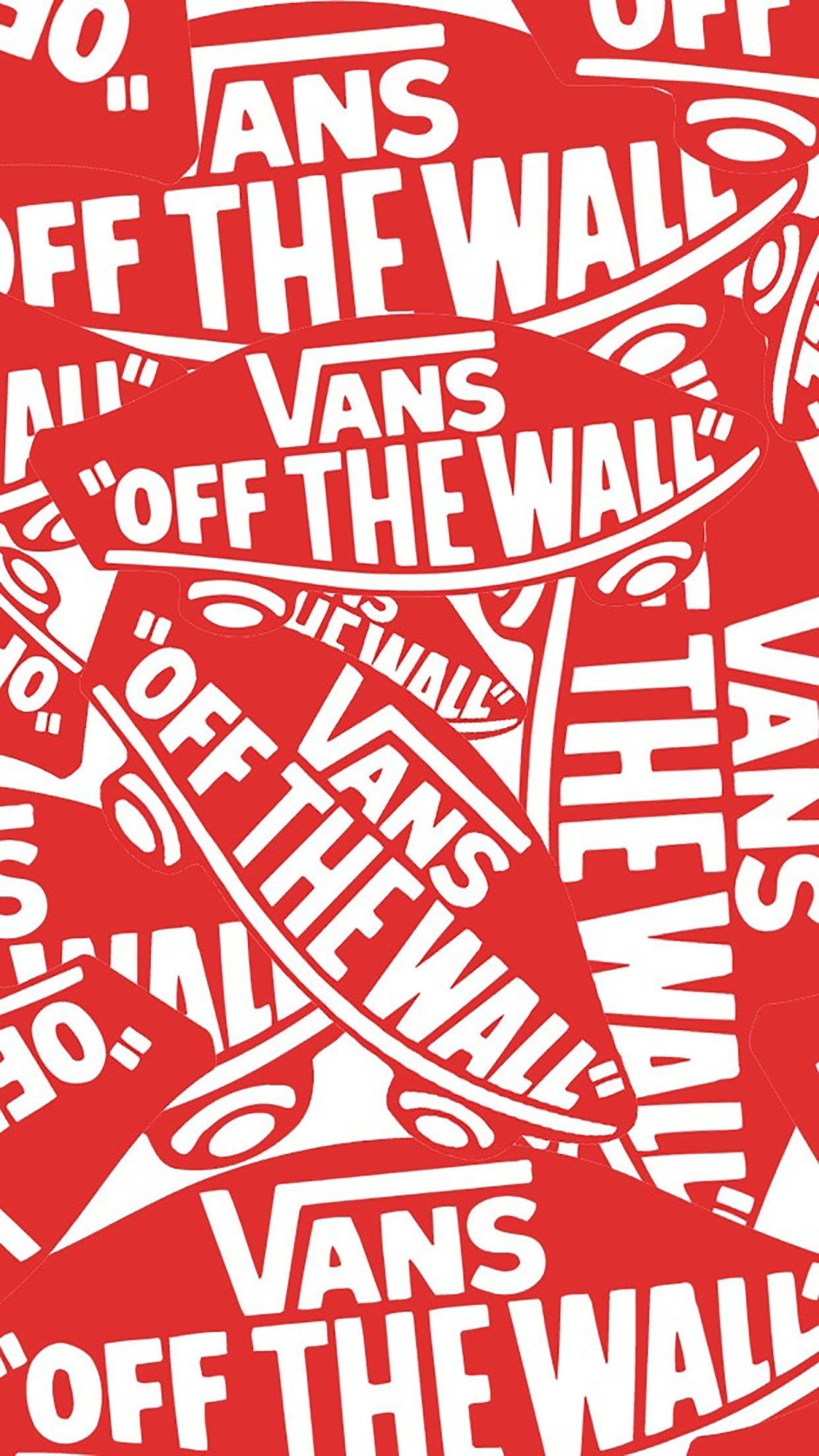 Vans, Off The Wall, Muster, Rot-Weiß, Logo, Full HD, Hintergrundbild fürs Handy