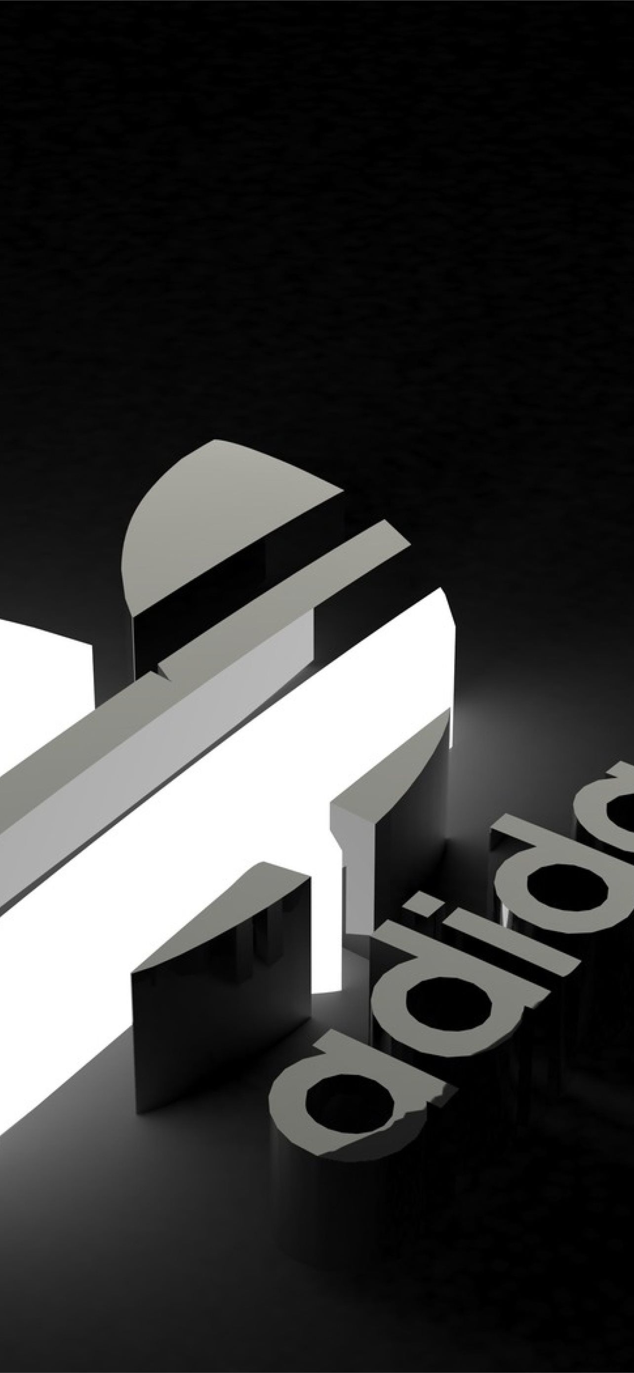 Adidas, 3D-Logo, Schwarz-Weiß, Drei Streifen, Dunkel, Full HD, Hintergrundbild fürs Handy