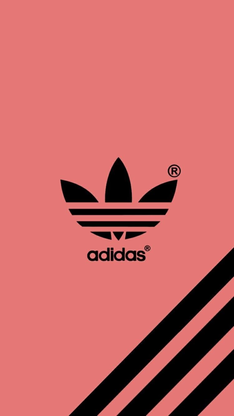 Adidas, Kleeblatt-Logo, Drei Streifen, Lachsrosa, Minimalistisch, 750x1334, Handy-Hintergrund
