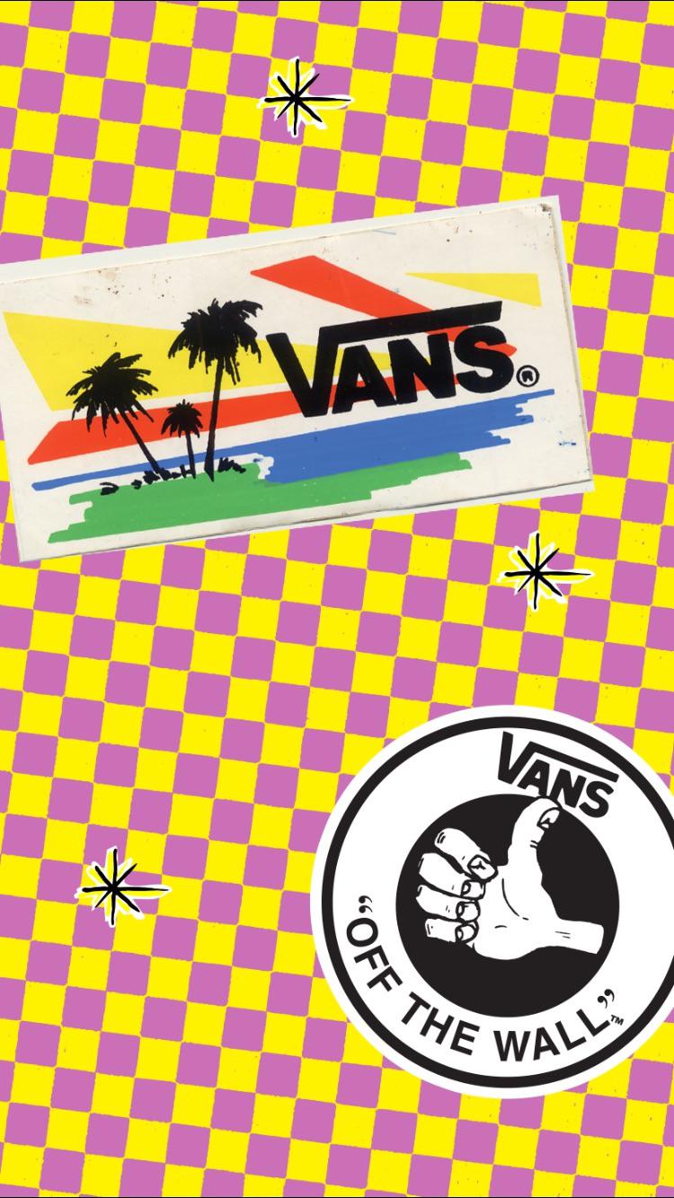 Vans, Off The Wall, Schachbrettmuster, Palmen, Sticker, Hochformat, Hintergrundbild fürs Smartphone