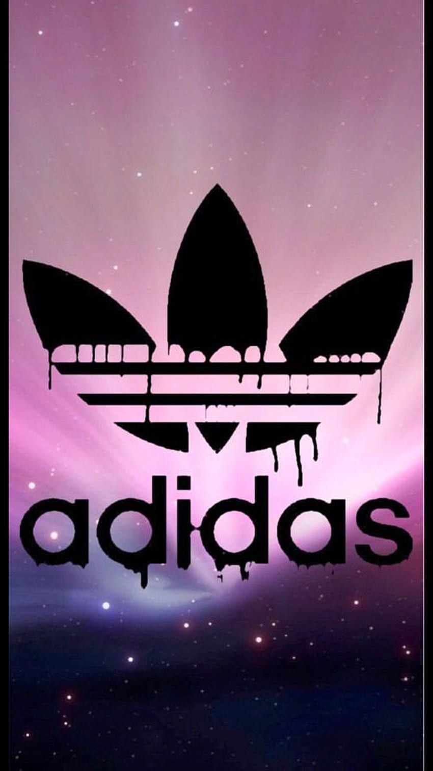 Adidas, Kleeblatt-Logo, Polarlicht, Rosa Himmel, Tropfeffekt, HD, Handy-Hintergrundbild