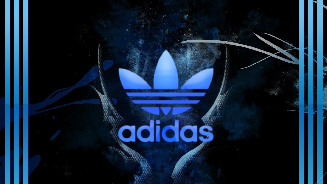 Adidas, Adidas Originals, Kleeblatt-Logo, Blaue Streifen, Rauch, Dunkel, HD-Hintergrundbild für PC