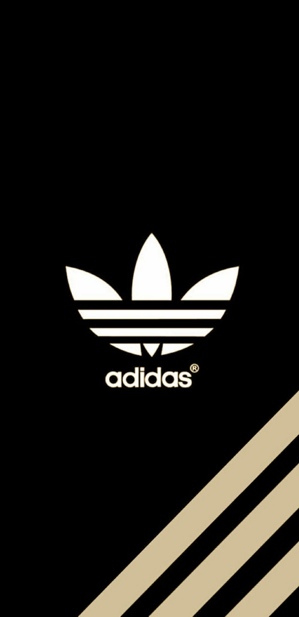 Adidas, Kleeblatt-Logo, Goldene Streifen, Schwarzer Hintergrund, Minimalistisch, Sperrbildschirm