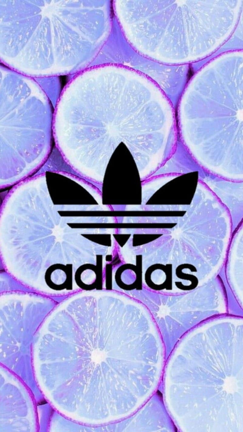 Adidas, Kleeblatt-Logo, Zitronenscheiben, Lila, Muster, HD, Sperrbildschirm fürs iPhone