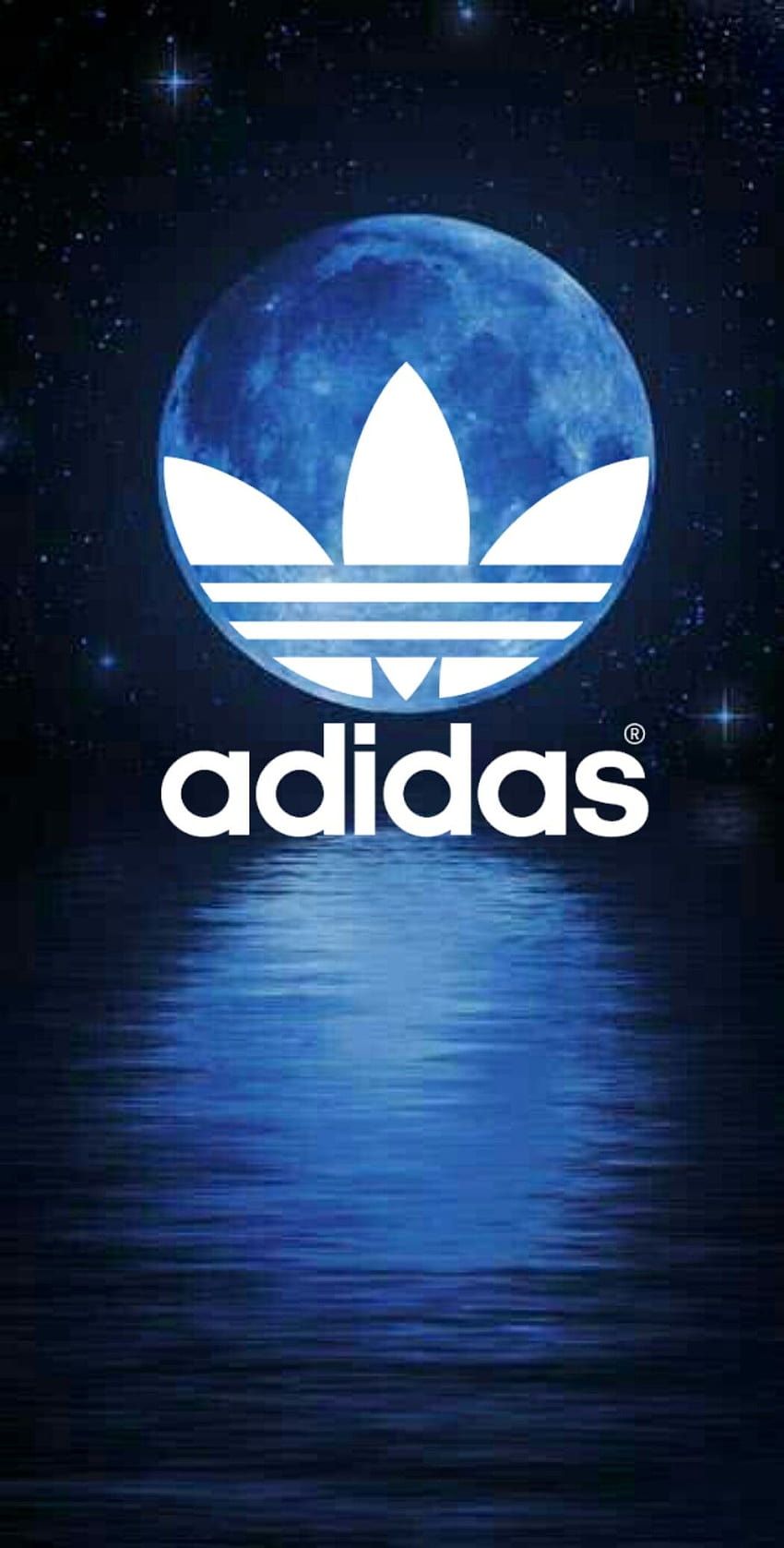 Adidas, Kleeblatt-Logo, Vollmond, Spiegelung, Wasser, Nacht, HD, iPhone-Hintergrundbild