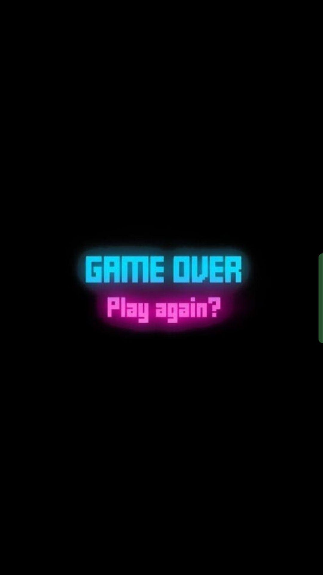 Game Over, Play Again, Neon-Schrift, Schwarzer Hintergrund, Minimalistisch, Sperrbildschirm fürs iPhone