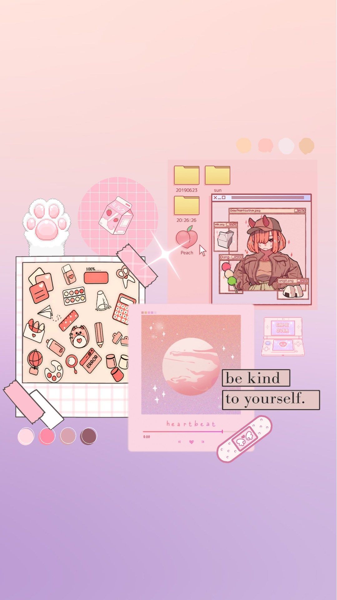 Collage, Pastell, Retro-Fenster, Kawaii, Ästhetik, Hintergrundbild für iPhone und Android