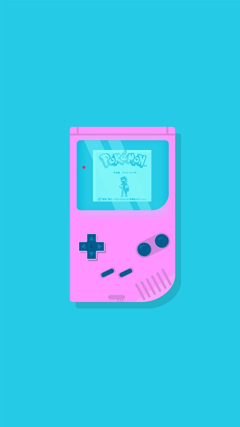 Game Boy, Illustration, Rosa, Türkis, HD, Handy-Hintergrund im Hochformat