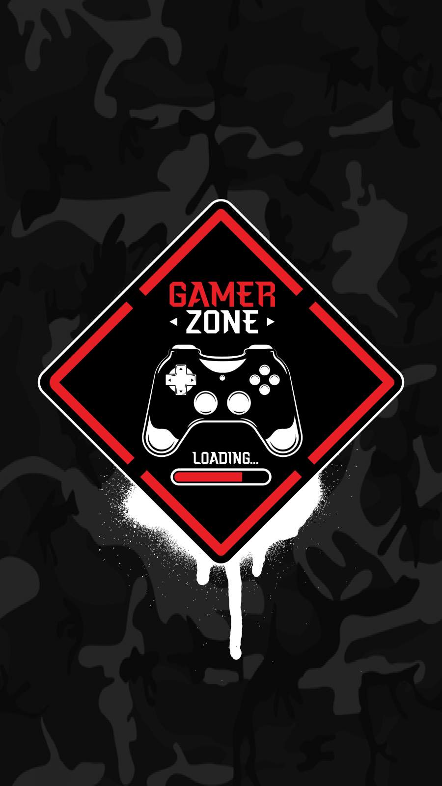 Gamer Zone, Gamepad, Logo, Camouflage, Dunkel, Hintergrundbild für iPhone und Android