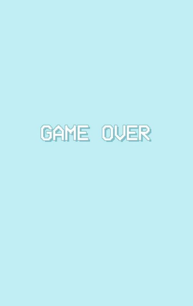 Game Over, Hellblau, Minimalistisch, Pastell, Schriftzug, HD, iPhone-Hintergrundbild
