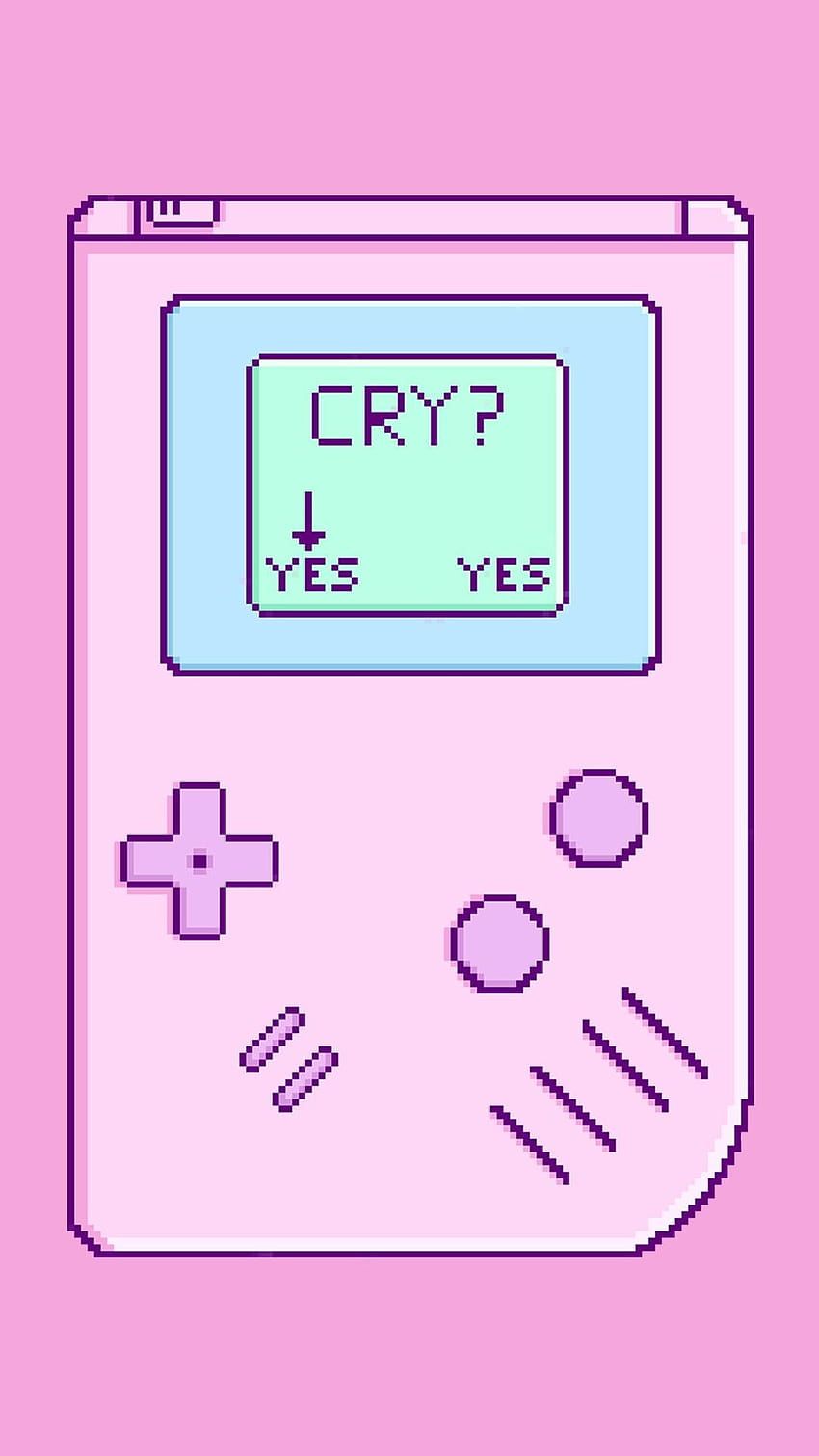 Game Boy, Cry?, Rosa, Illustration, Minimalistisch, HD, Handy-Hintergrund im Hochformat