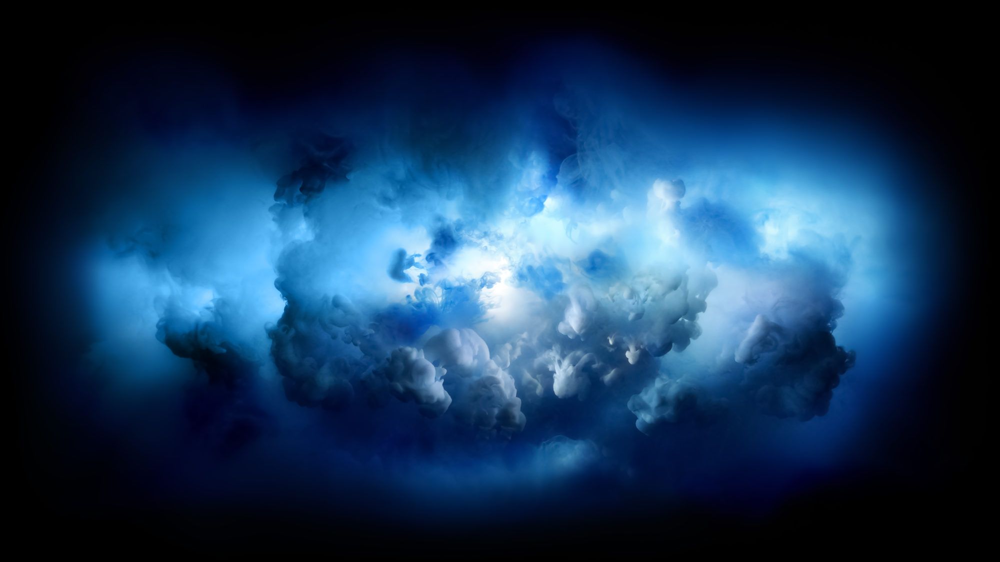 iMac Pro, Gewitterwolke, Blau, Schwarzer Hintergrund, Leuchtend, Full HD Wallpaper