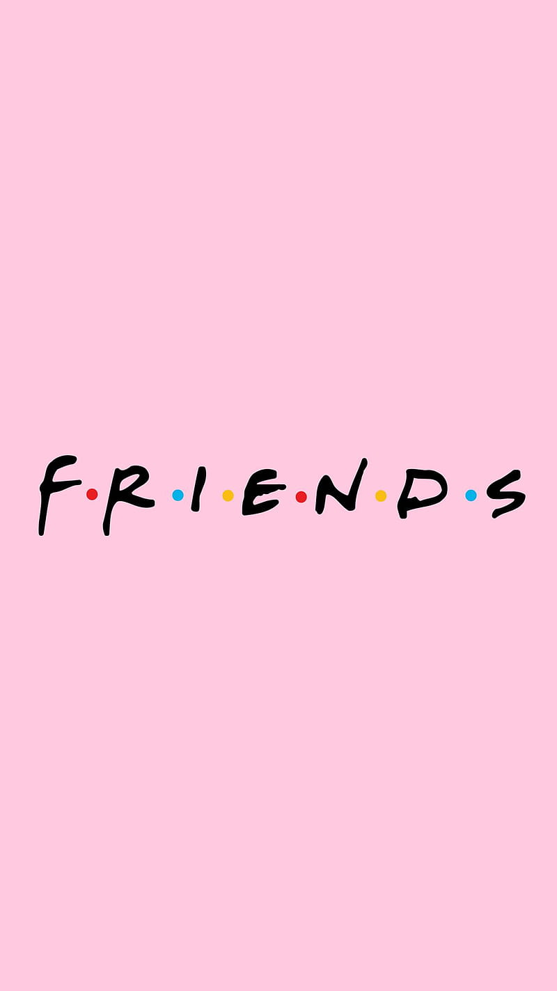 Friends, Logo, Schriftzug, Rosa Hintergrund, Minimalistisch, Sperrbildschirm fürs iPhone