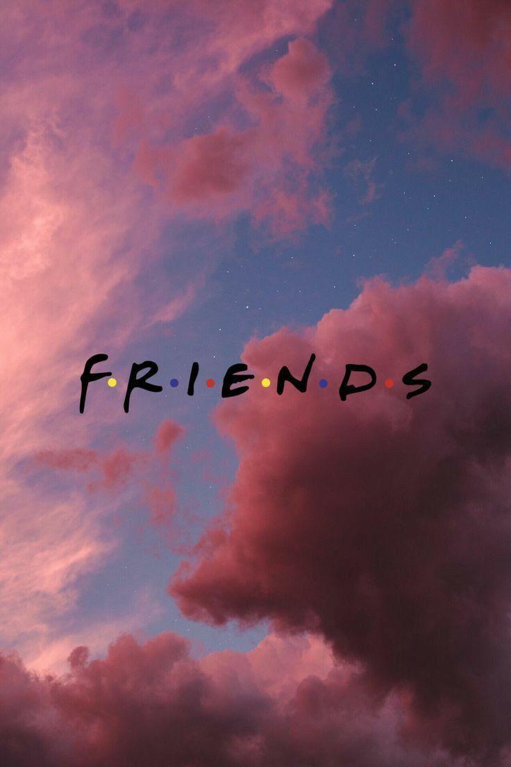 Friends, Logo, Rosa Wolken, Abendhimmel, Ästhetik, HD, Sperrbildschirm fürs iPhone