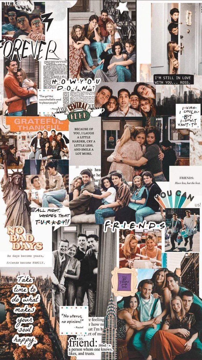 Friends, Collage, Rachel Green, Monica Geller, Ästhetik, Zeitschriftenausschnitte, iPhone-Hintergrundbild