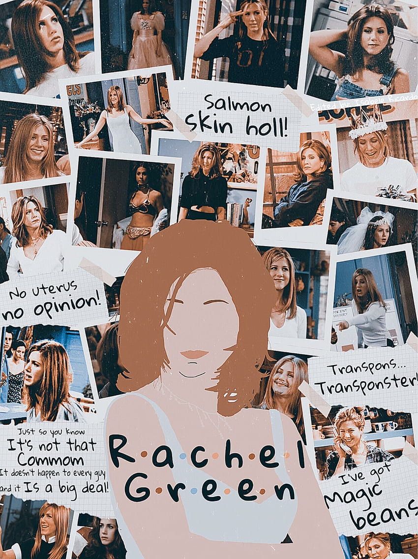 Rachel Green, Jennifer Aniston, Friends, Illustration, Collage, Zitate, HD, Tablet-Hintergrund