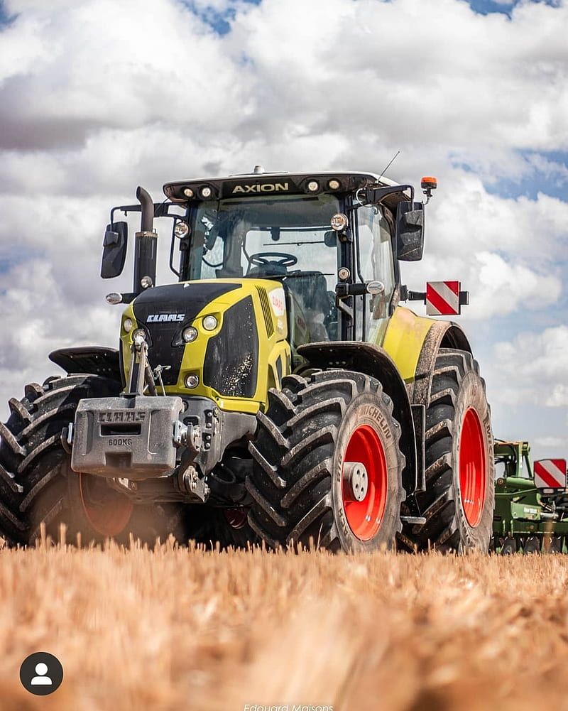 Claas, Traktor, Feld, Wolken, Frontansicht, HD, Hintergrundbild fürs Tablet