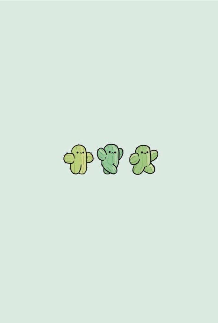 Kakteen, Niedlich, Mintgrün, Minimalistisch, Kawaii, HD, Hintergrundbild fürs Tablet