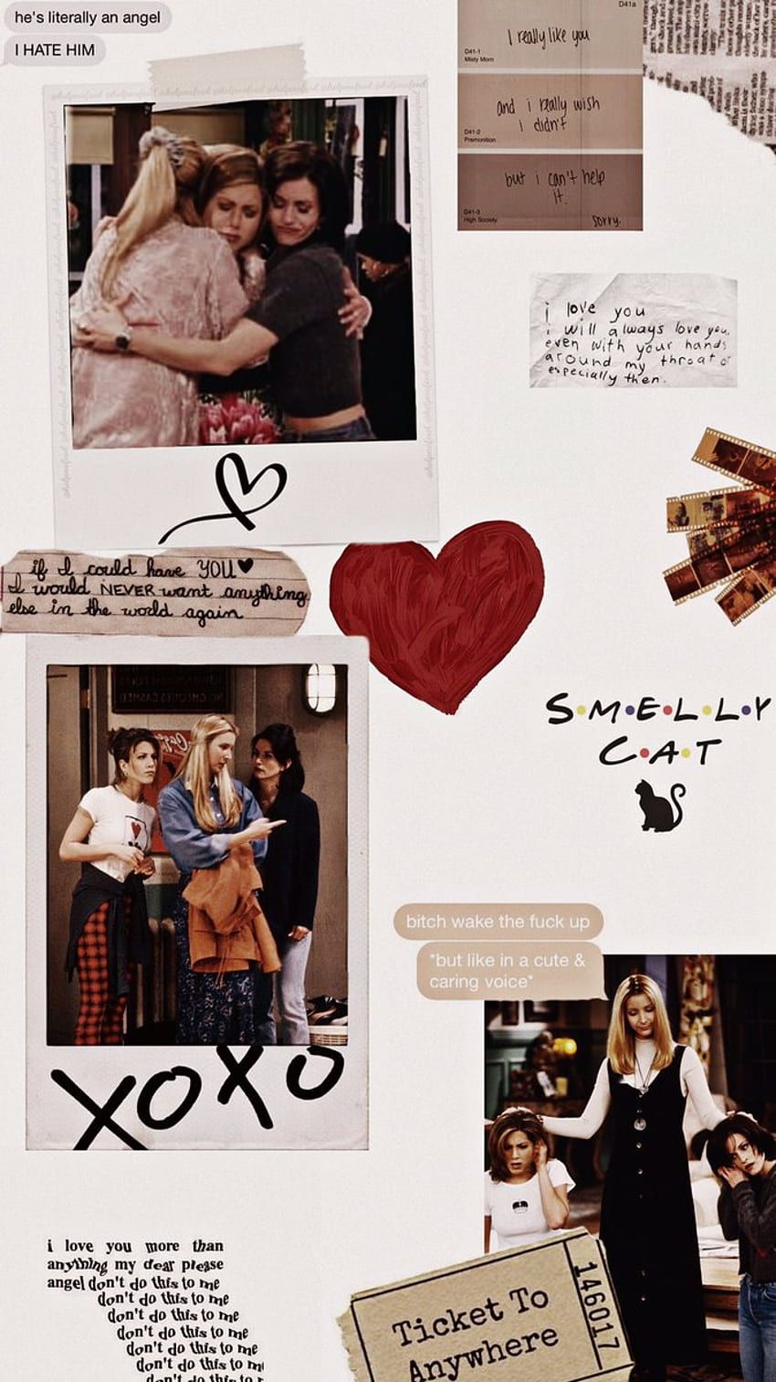Friends, Smelly Cat, Collage, Herz, Ästhetik, HD, Handy-Hintergrund im Hochformat
