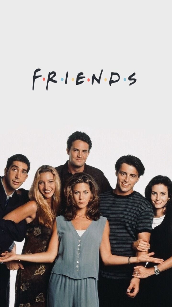 Friends, Besetzung, Gruppenbild, Logo, Grauer Hintergrund, Sperrbildschirm fürs iPhone