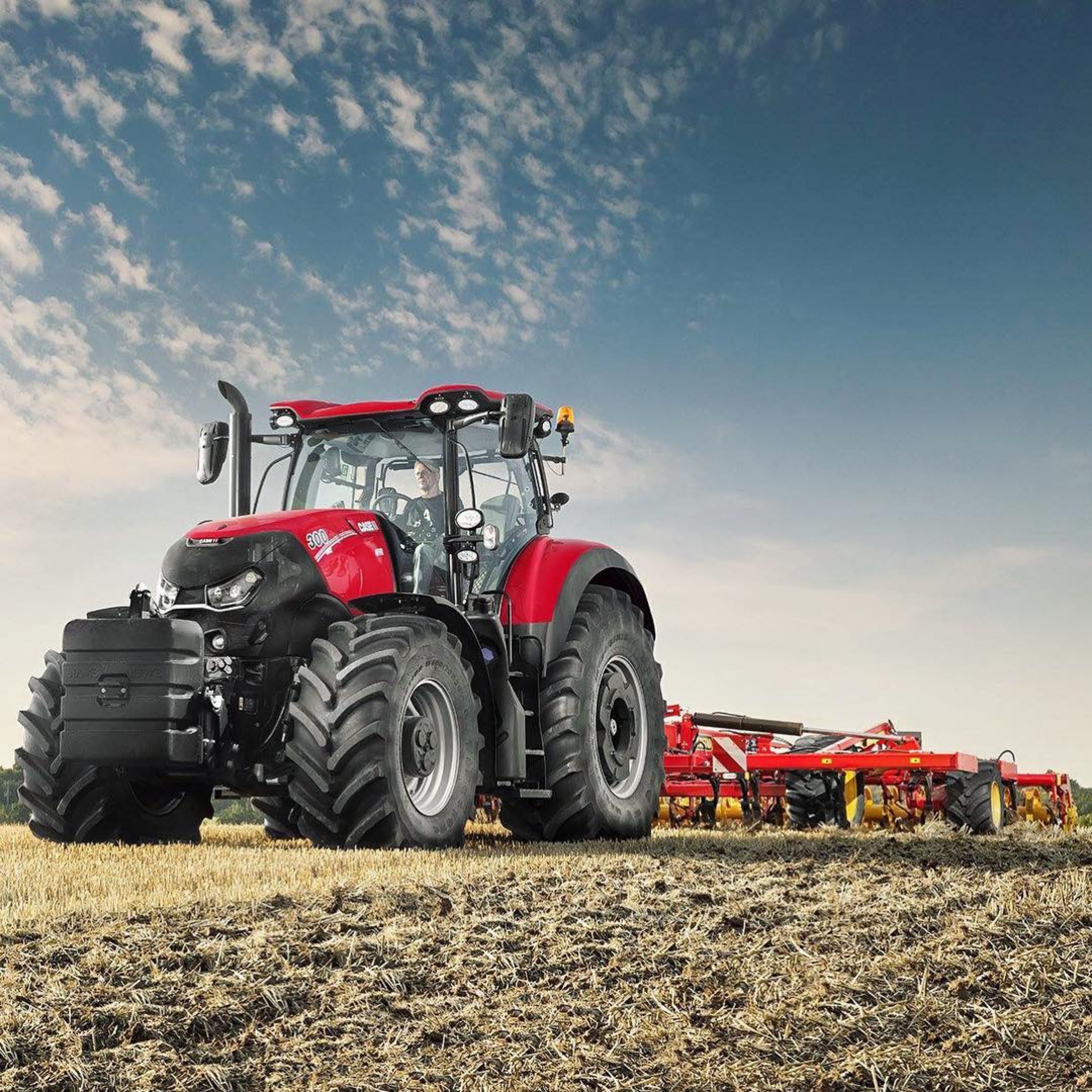 Case IH, Traktor, Feld, Wolken, Rot, Full HD, Hintergrundbild fürs Tablet