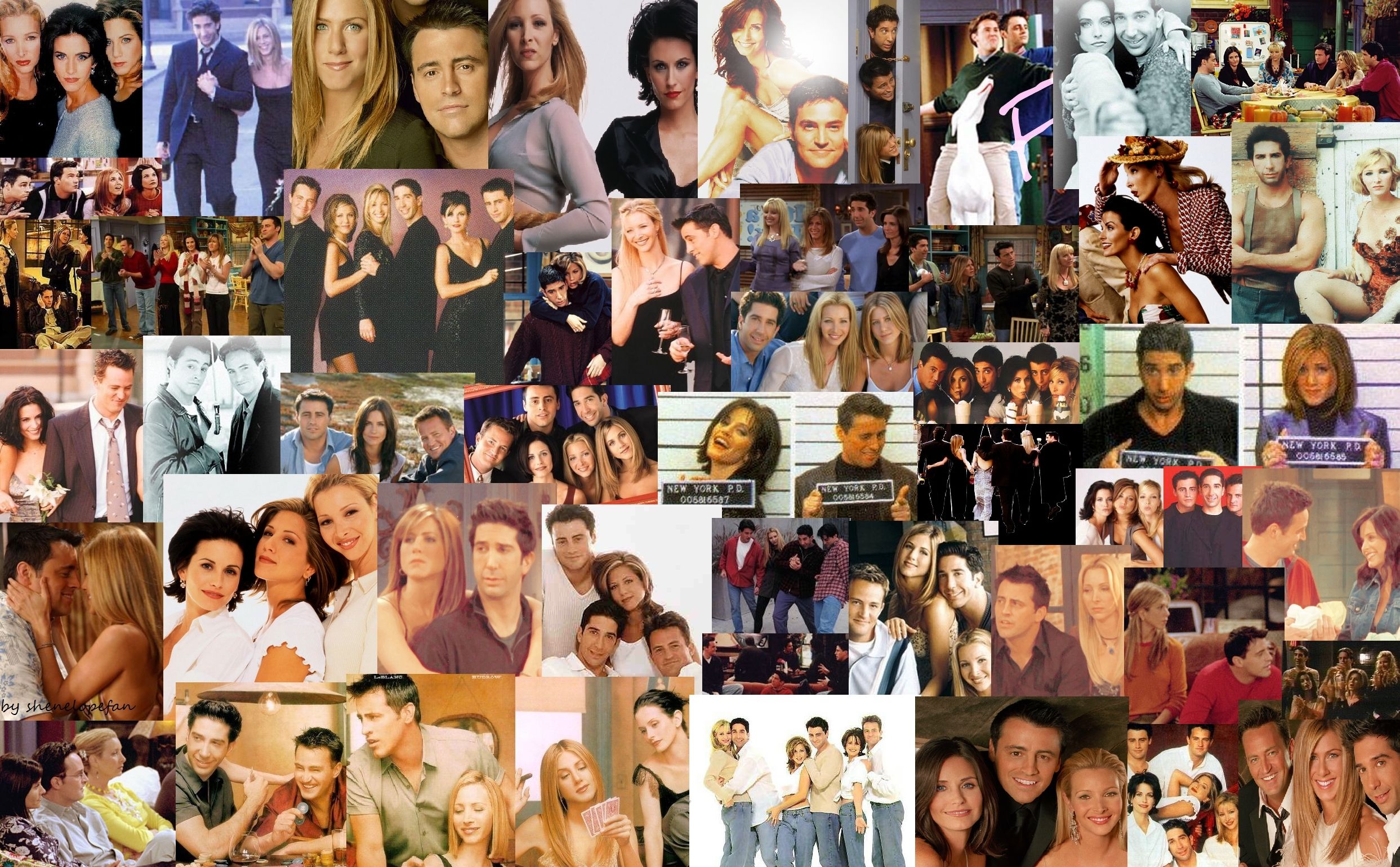 Friends, Collage, Serienszenen, Hauptfiguren, Fotowand, 16:10, Full-HD-Hintergrundbild für den Desktop