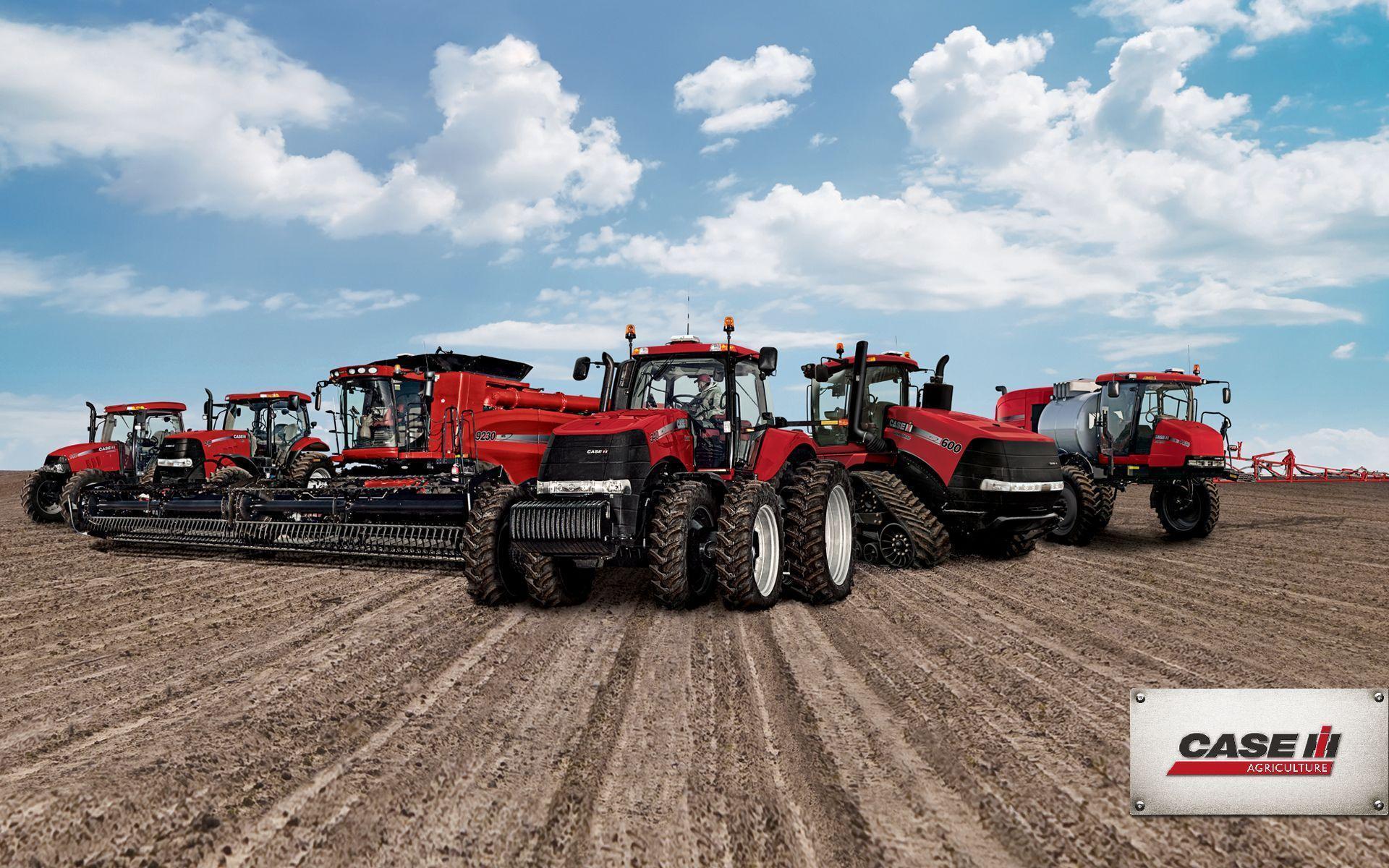 Case IH, Traktoren, Flotte, Acker, Wolken, 16:10, Full-HD-Hintergrundbild für den Desktop