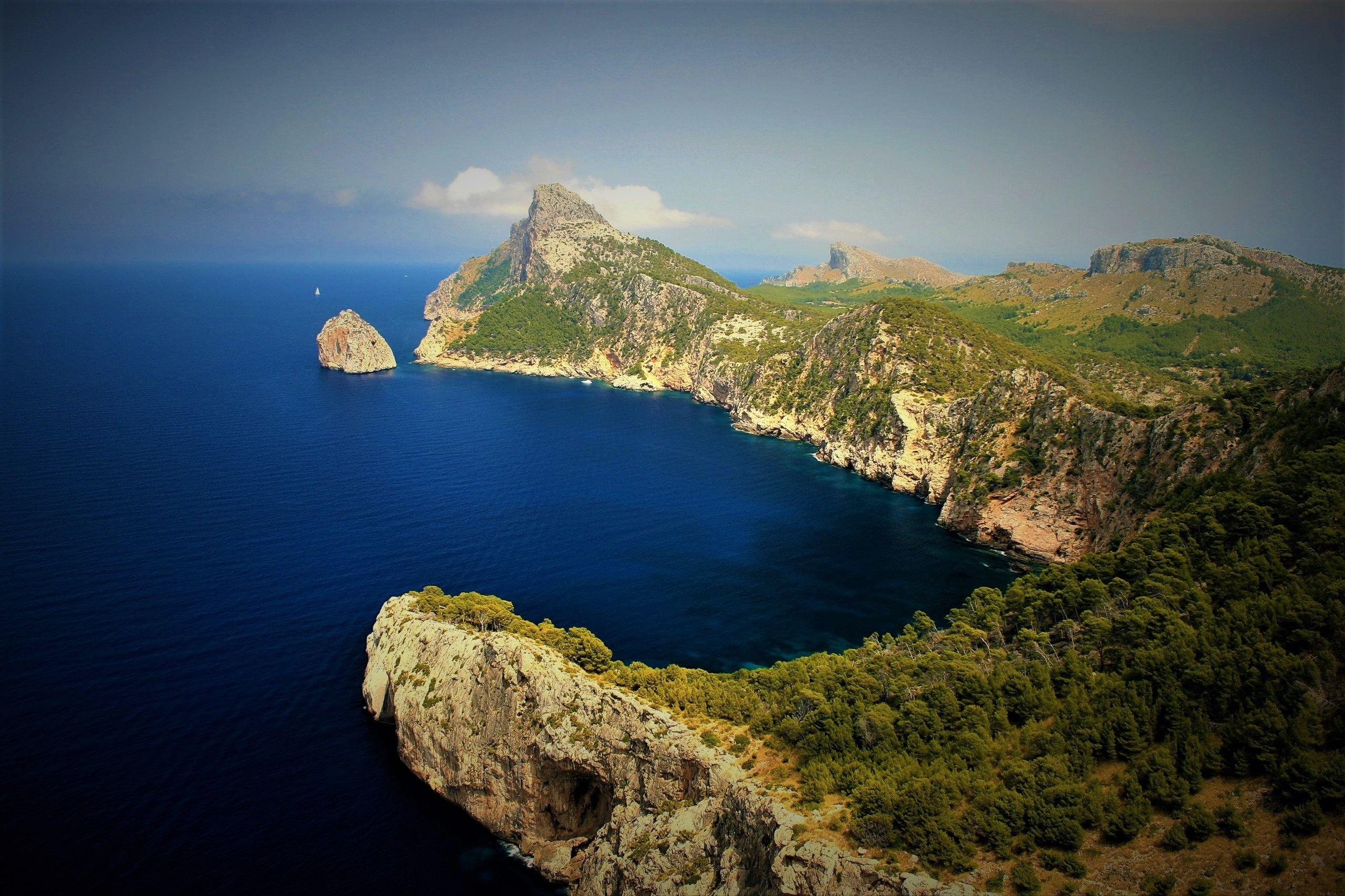 Cap de Formentor, Mallorca, Steilküste, Meer, Luftaufnahme, Halbinsel, 2K, PC-Hintergrundbild