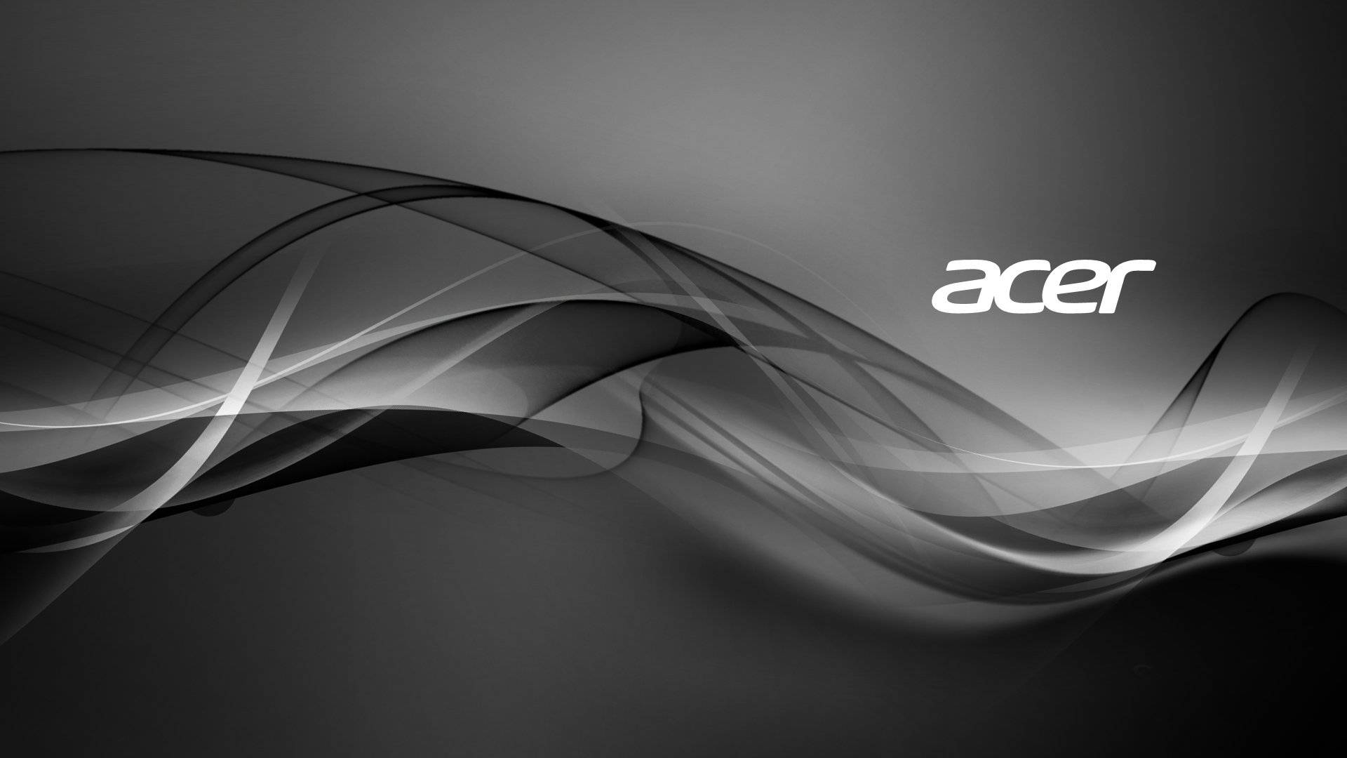Acer, Acer-Logo, Abstrakte Wellen, Schwarz-Weiß, Grauer Hintergrund, Full HD Wallpaper
