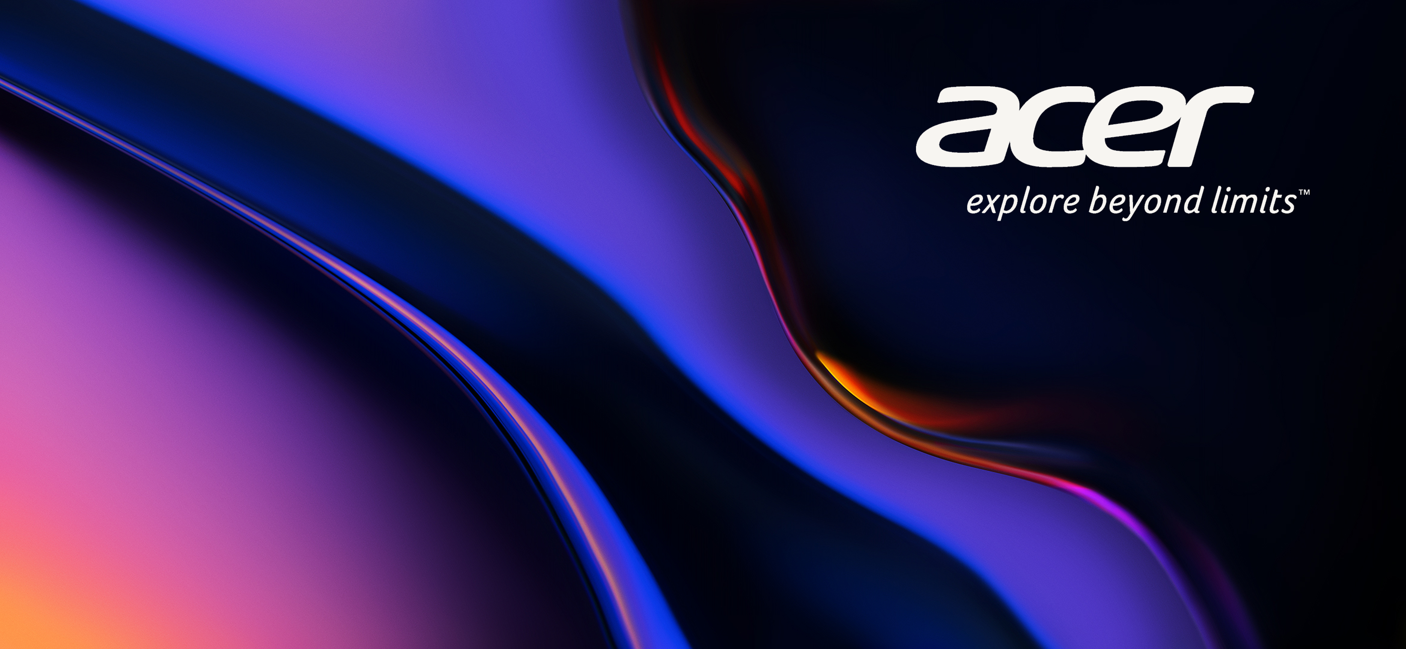 Acer, Explore Beyond Limits, Abstrakte Wellen, Farbverlauf, Blau, Lila, 4K, Desktop-Hintergrund