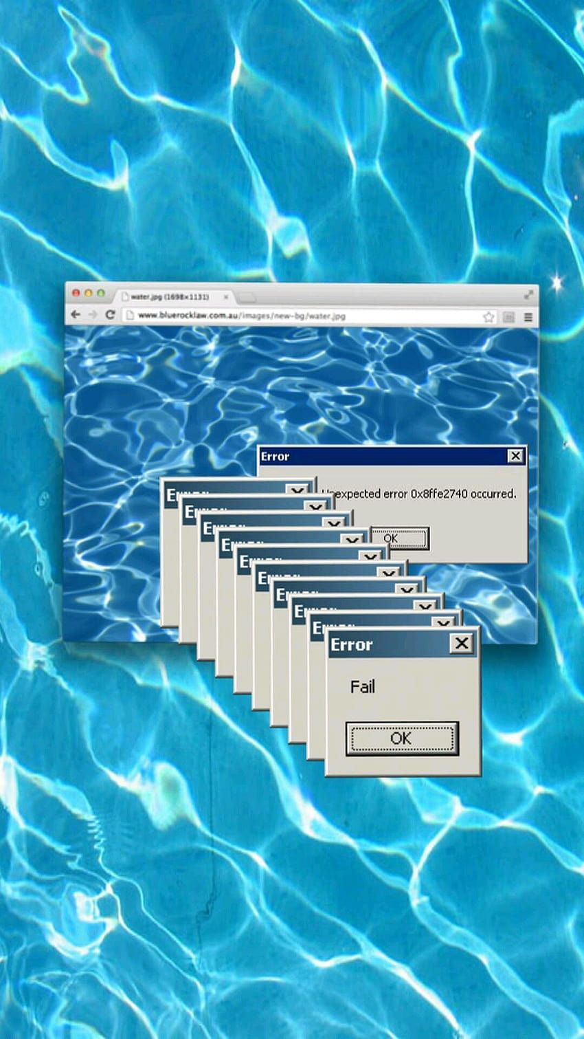 Fehlermeldungen, Wasser, Pool, Hochformat, Retro, Hintergrundbild für iPhone und Android
