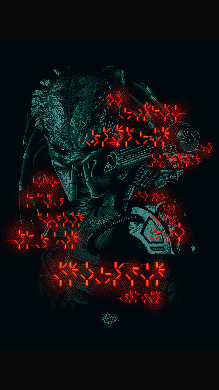 Predator, Rote Schriftzeichen, Dunkel, Hochformat, HD, Sperrbildschirm fürs iPhone