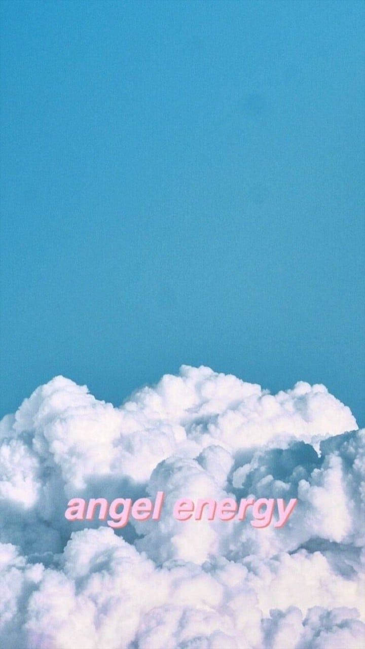 Angel Energy, Wolken, Blauer Himmel, Schriftzug, Ästhetik, Android-Hintergrundbild