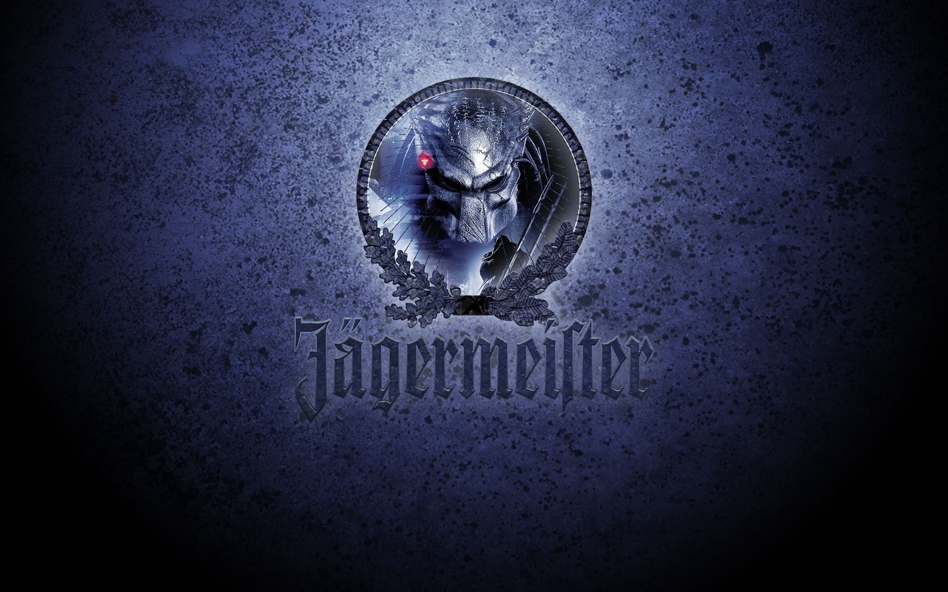Jägermeister, Predator, Logo-Parodie, Lila-Blau, Grunge, Full HD, Laptop-Hintergrundbild