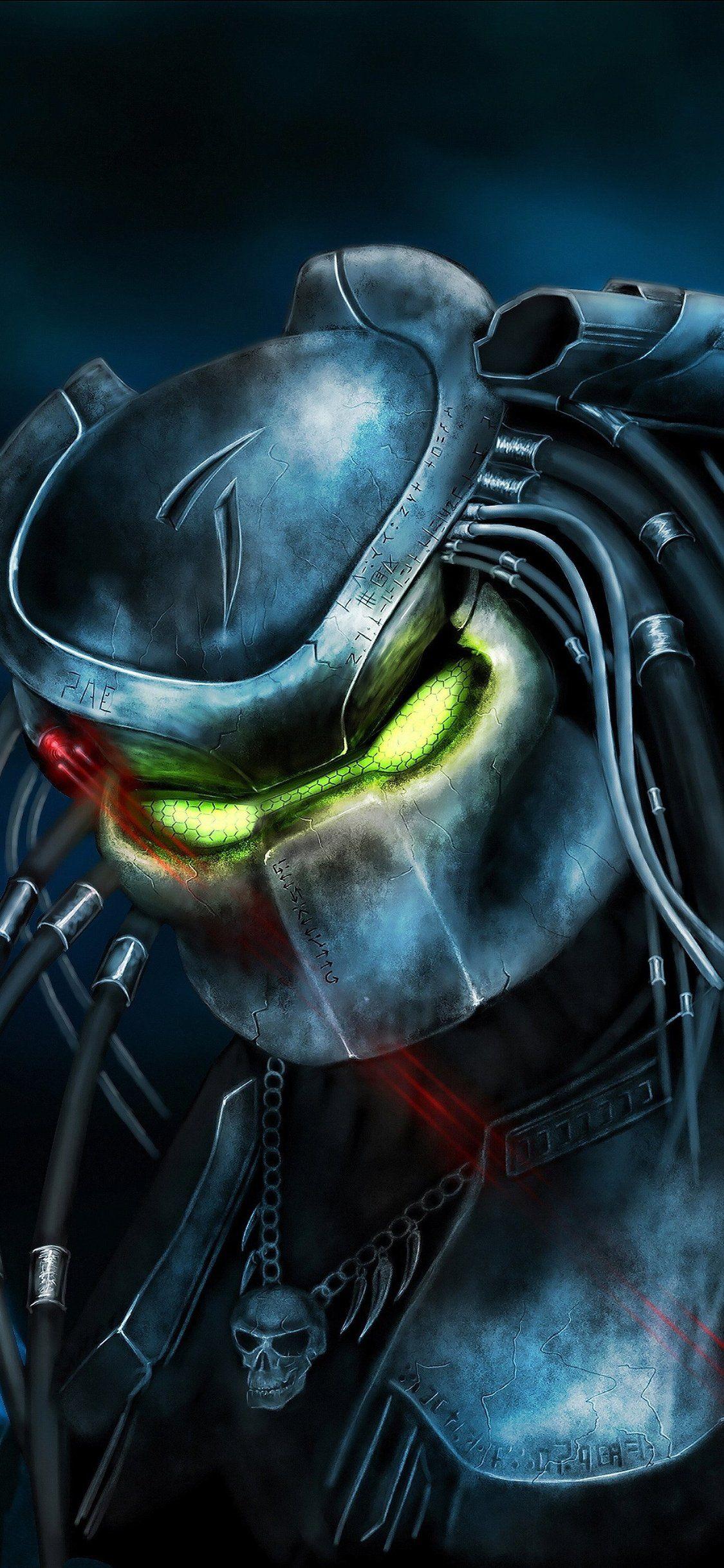 Predator, Gelbe Augen, Maske, Blau, Hochformat, Full HD, Sperrbildschirm fürs iPhone