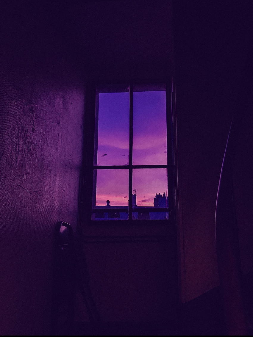 Fenster, Dunkler Raum, Lila, Hochformat, Melancholisch, HD, iPad-Hintergrundbild
