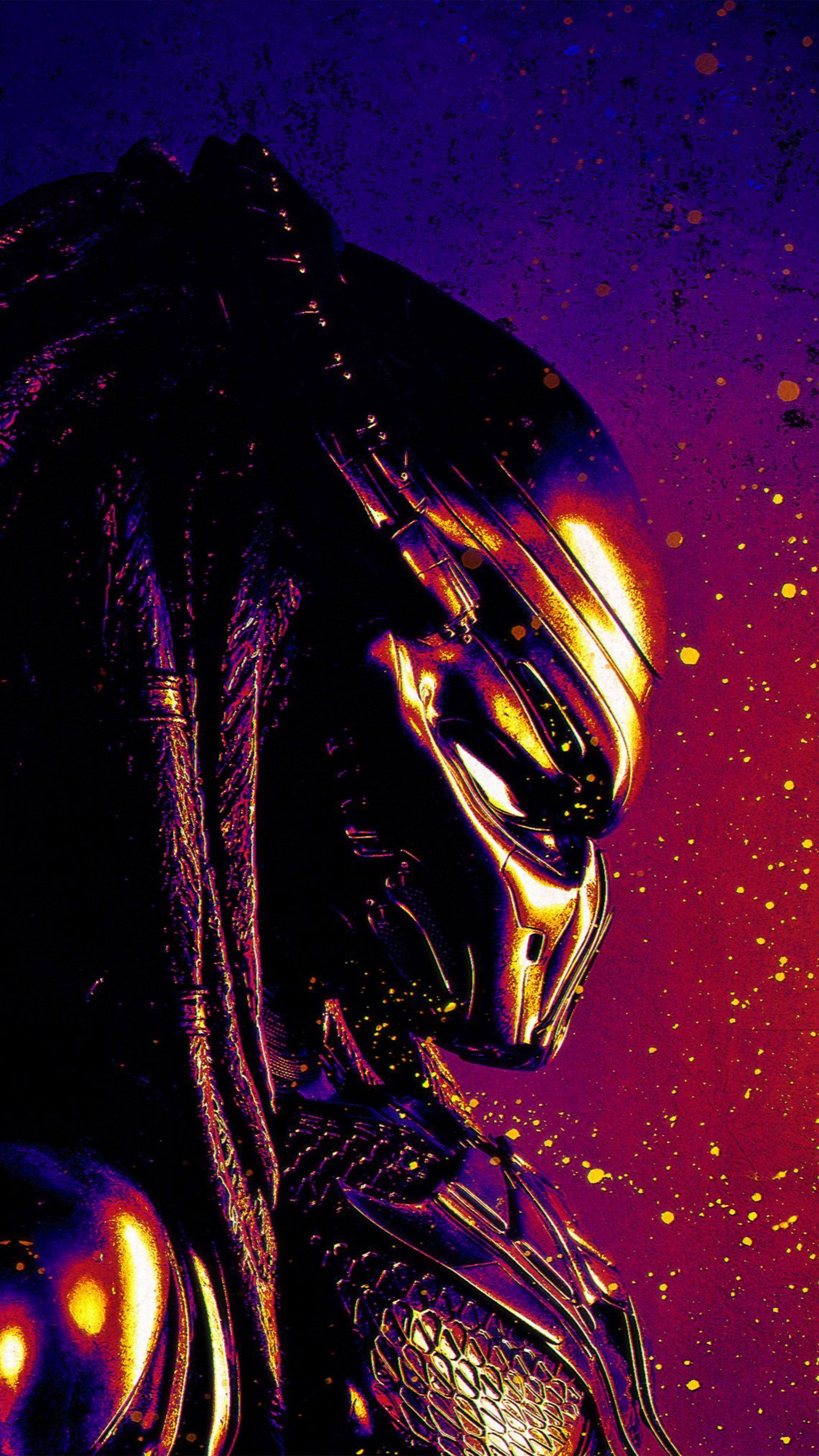 Predator, Bunte Farben, Lila und Gold, Profil, QHD+, Handy-Hintergrund im Hochformat