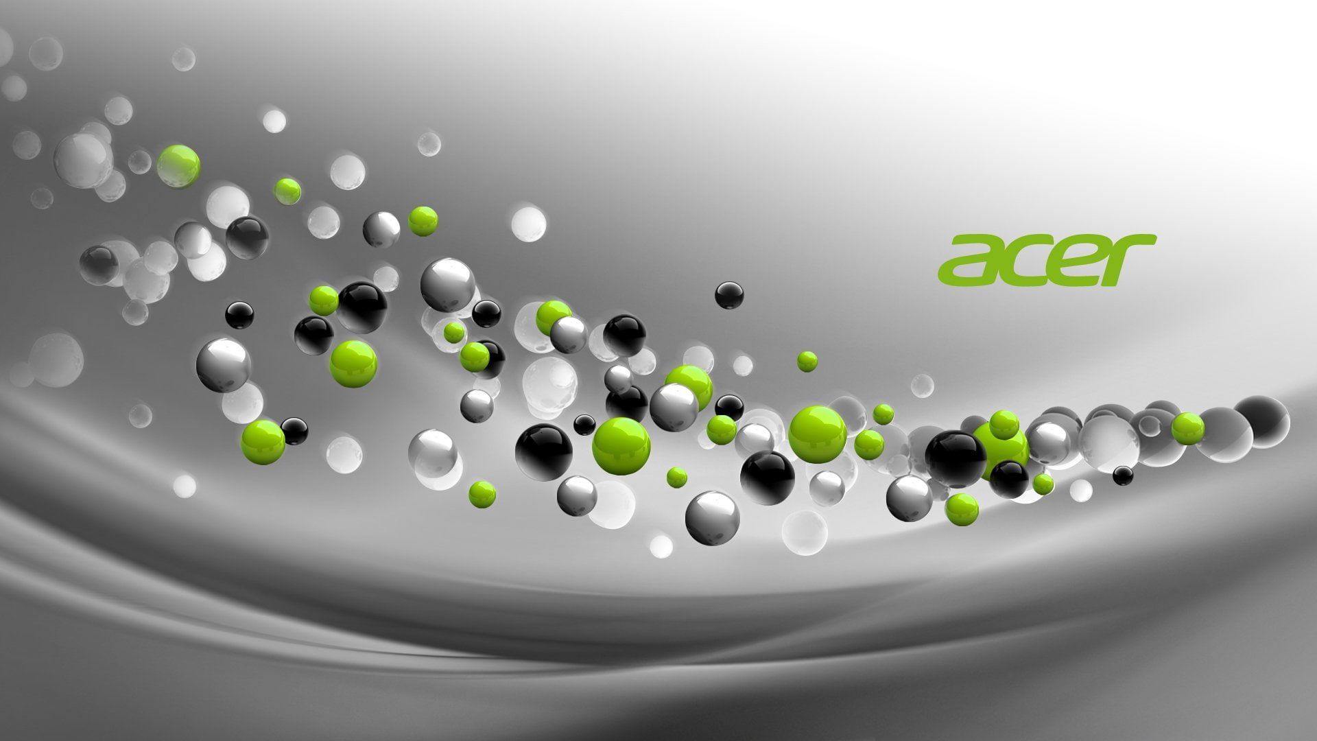 Acer, Kugeln, 3D, Abstrakt, Grün, Silber, 1920x1080, Full-HD-Hintergrundbild für PC