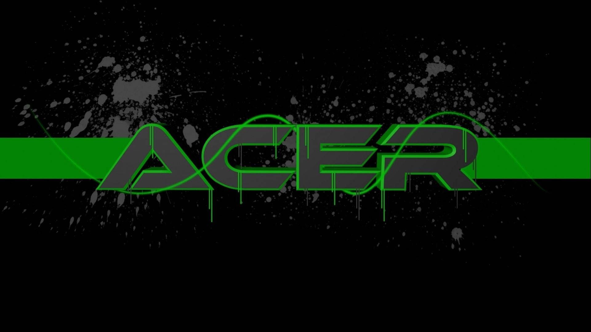 Acer, Grunge, Farbspritzer, Grüner Streifen, Schwarzer Hintergrund, Full HD Wallpaper