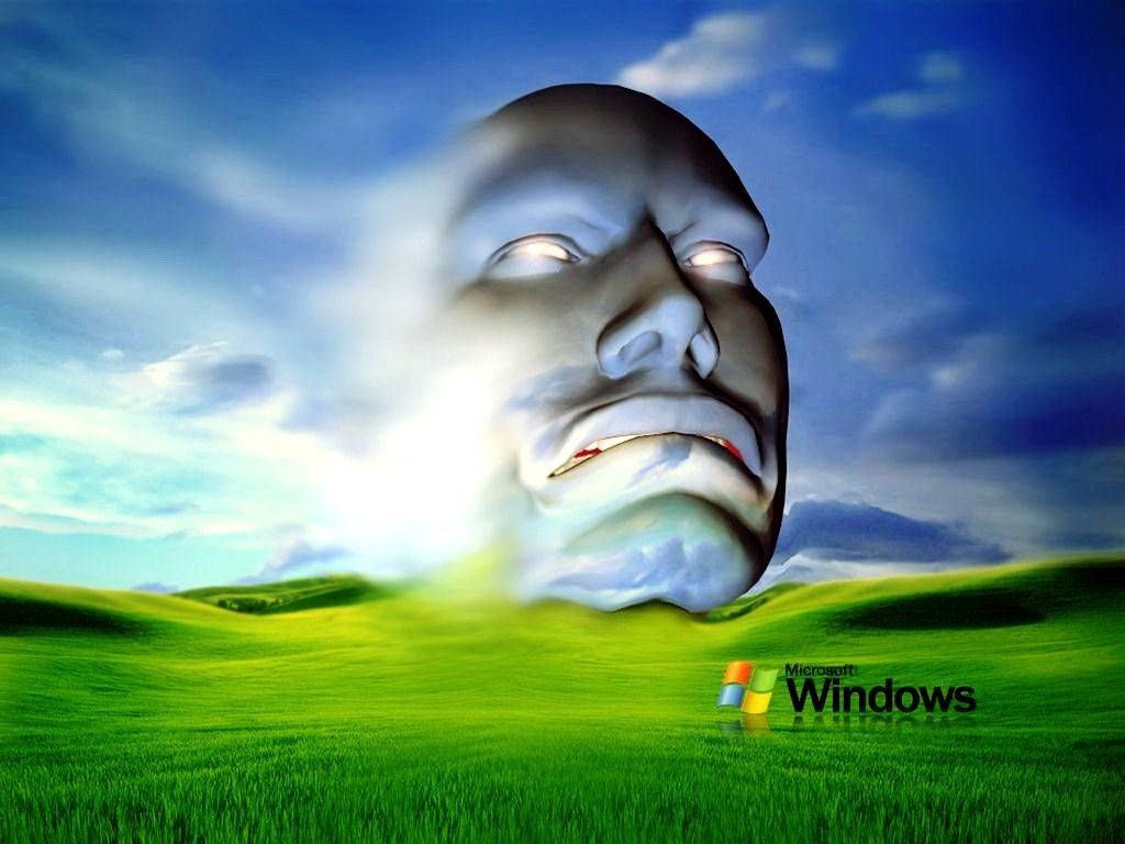 Bliss, Windows XP, Riesengesicht, Surreal, Himmel, Hintergrundbild für iPad und Tablet