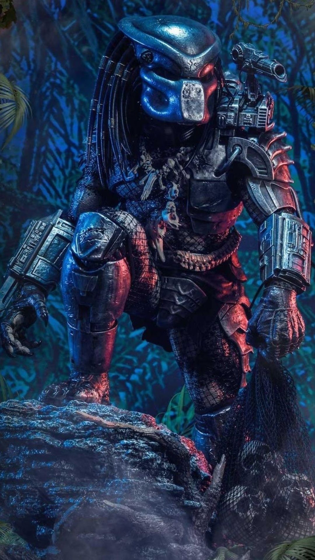 Predator, Blau und Rot, Gemälde, Rüstung, Full HD, Handy-Hintergrund im Hochformat