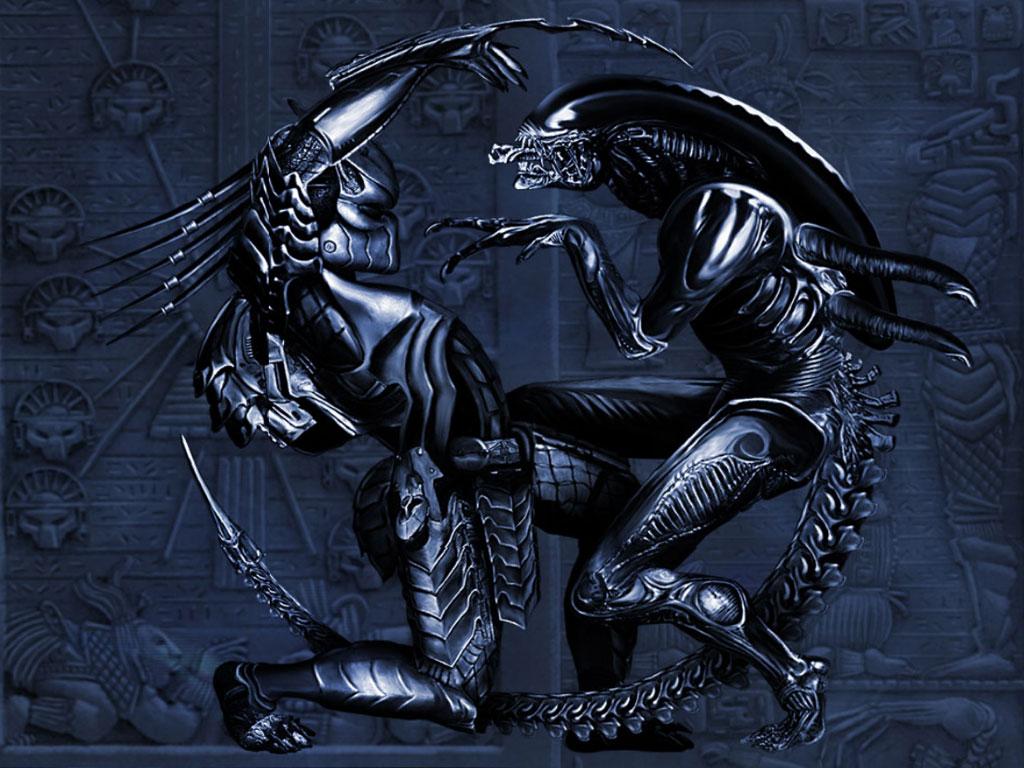 Alien vs. Predator, Xenomorph, Predator, Relief, Dunkelblau, Hintergrundbild fürs Tablet